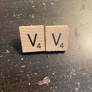 Handmade “V” Scrabble Tile Earrings